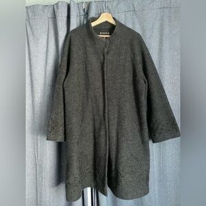 Nanette LePore Charcoal Gray Women’s Long lightweight Embroidered Wool Coat 1X